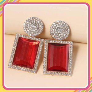 Red Rhinestone GLAM Earrings